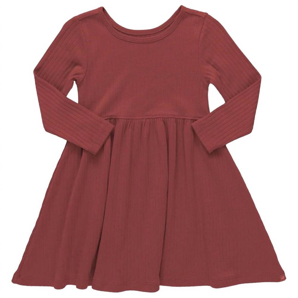 NEW PINK CHICKEN girl's sunny long sleeve rib dress in dark pink